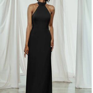 Amsale Sophia Black High Neck Bridesmaid Gown